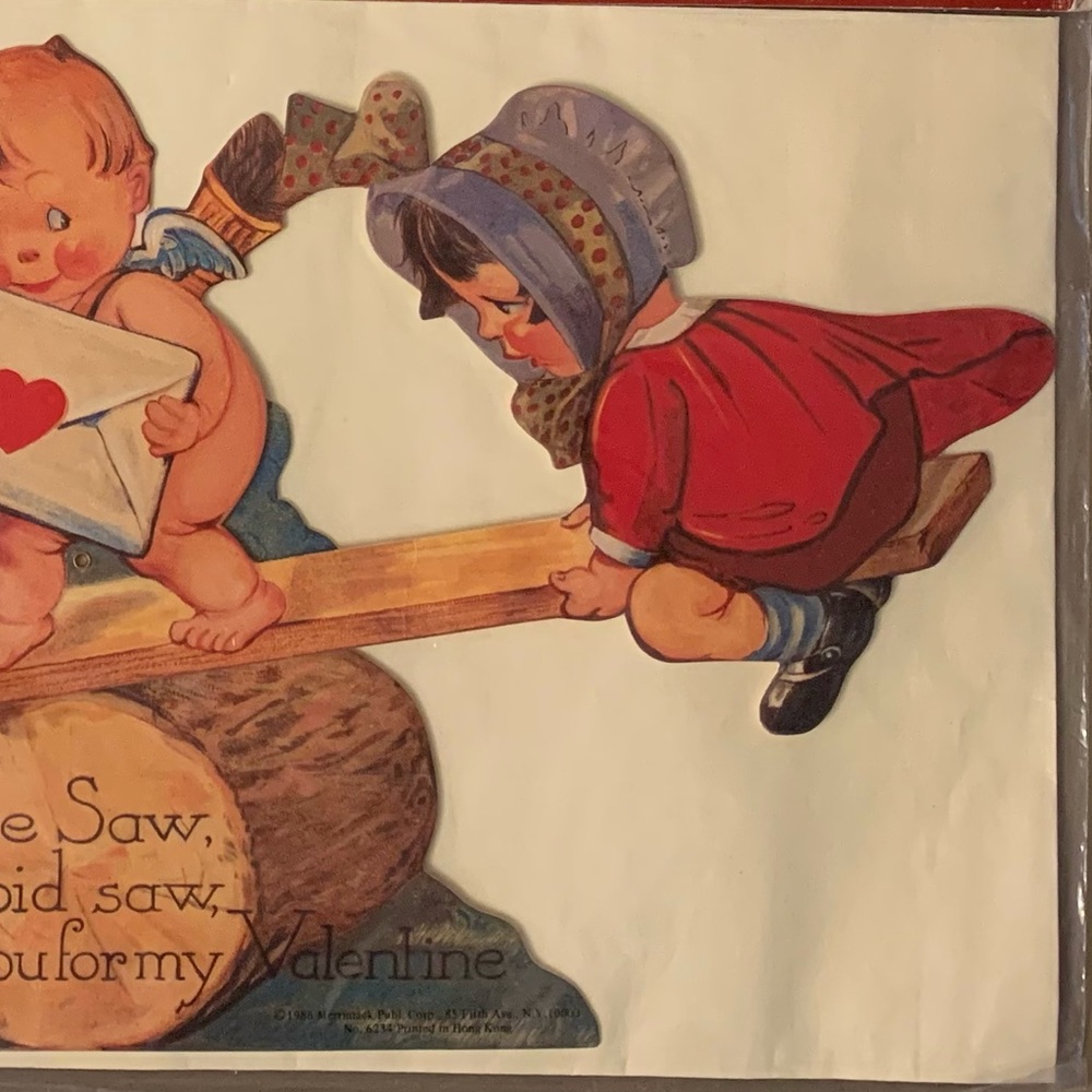 Vintage See-Saw Die-Cut Moving Valentine Card & Envelope (Shackman) - Picture 2 of 11